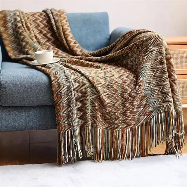 Retro Bohemian Knitted Blanket