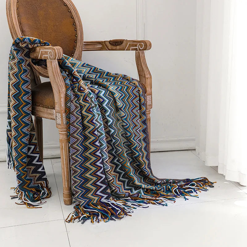 Retro Bohemian Knitted Blanket