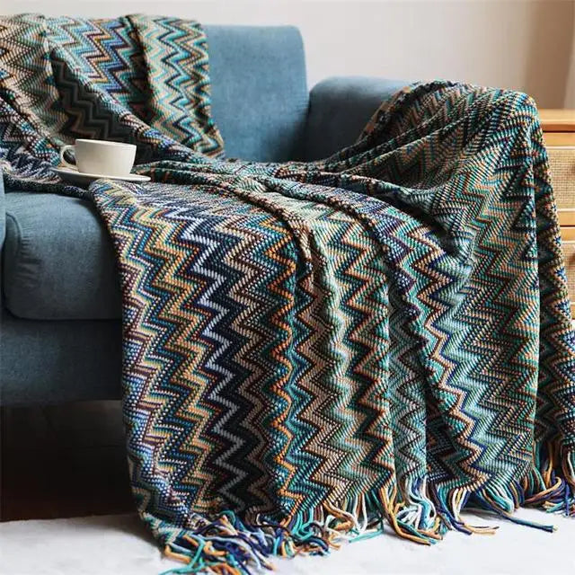 Retro Bohemian Knitted Blanket