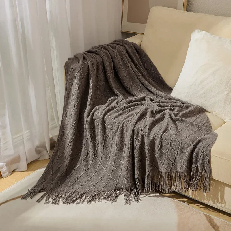 Khaki Knitted Blanket