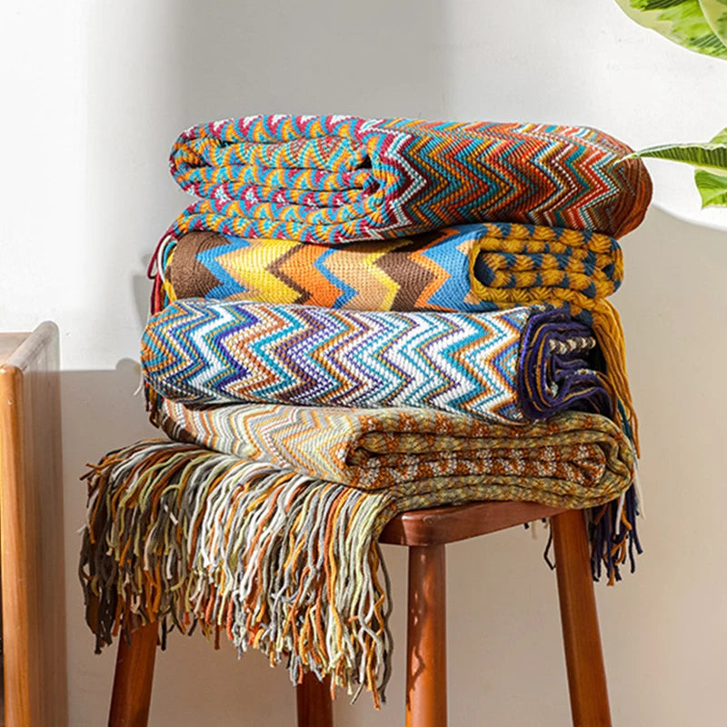 Retro Bohemian Knitted Blanket