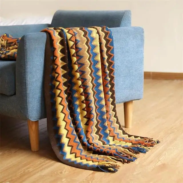 Retro Bohemian Knitted Blanket