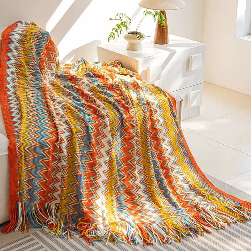 Retro Bohemian Knitted Blanket