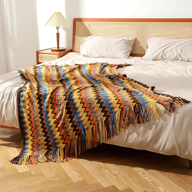 Retro Bohemian Knitted Blanket
