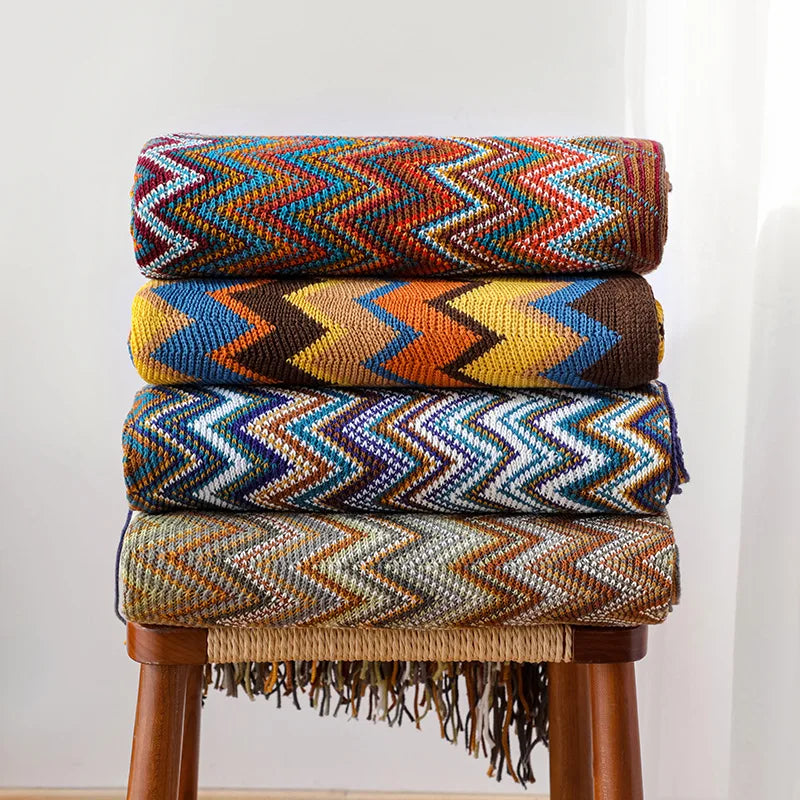 Retro Bohemian Knitted Blanket