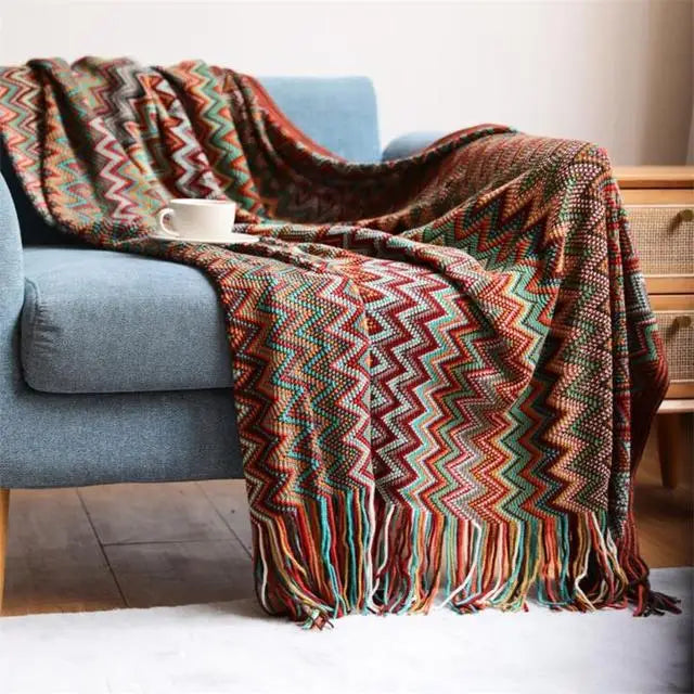 Retro Bohemian Knitted Blanket